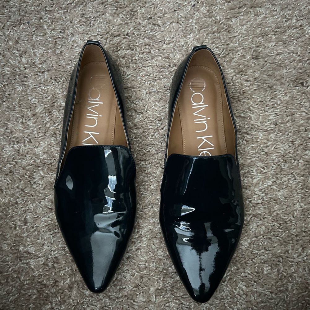 Calvin Klein Blue Patten Leather Flats